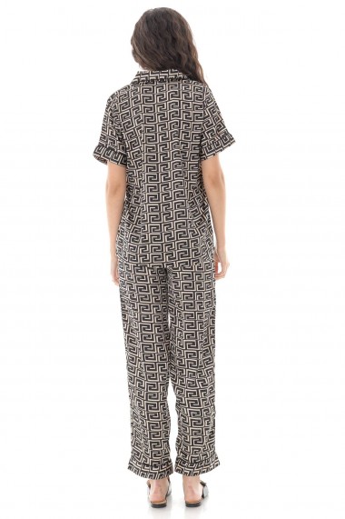Pijama Roh Boutique de dama, set, ROH, negru, din satin - TR428 negru
