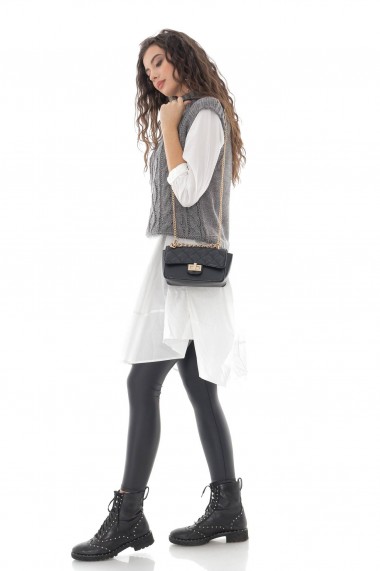 Vesta Roh Boutique Grey High neck cable knitted vest - ROH - BR2389 grey