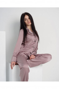 Pijama Lace is more din satin cu bluza cu maneca lunga si pantalon lung Lila