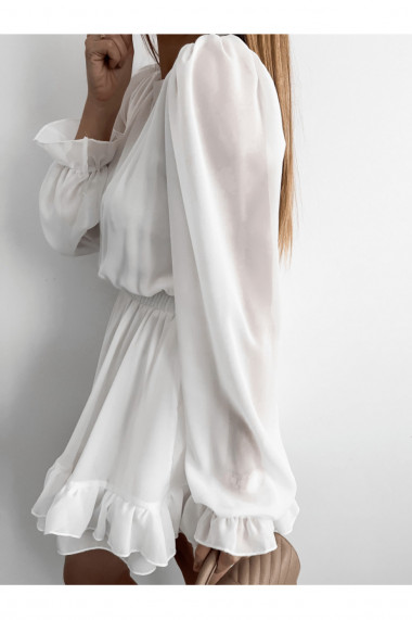 Rochie mini delicata Lace is more din voal alb