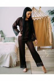 Pijama dama cu bluza si pantalon lung din satin fin