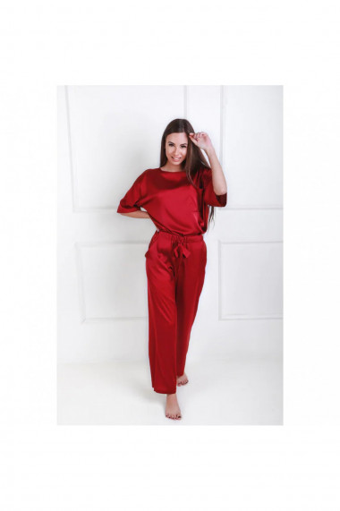 Pijama dama cu bluza si pantalon lung din satin fin