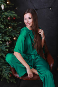 Pijama dama cu bluza si pantalon lung din satin fin