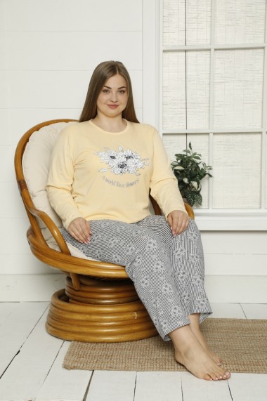 Pijama Toski big size din bumbac cu imprimeu Floral