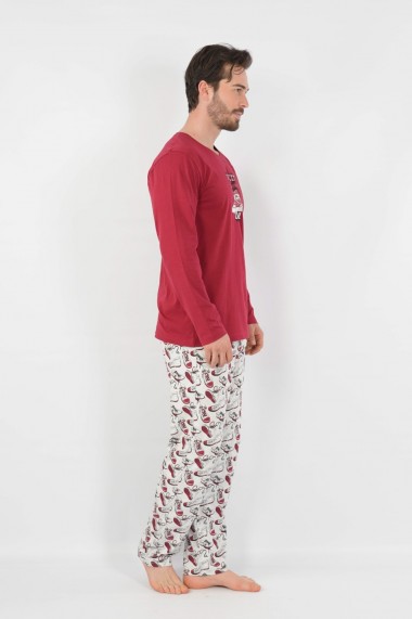 Pijama Toski pentru barbati din bumbac cu imprimeu tenesi, Bordo