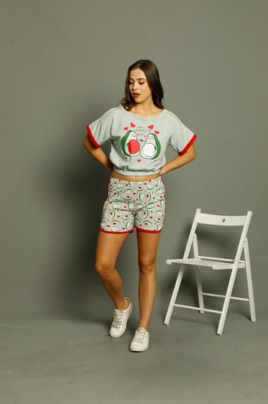 Pijama Tosli cu imprimeu avocado, verde