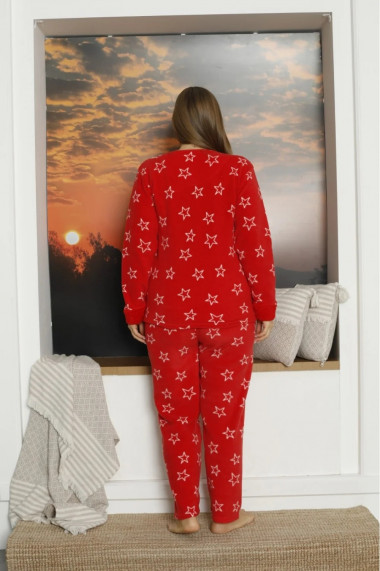 Pijama dama welsoft Big Size, Craciun, culoare rosu, imprimeu Ren