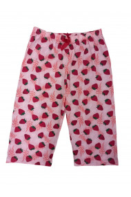 Pantaloni trei sferturi dama,imprimeu capsuni culoare roz