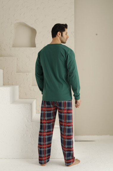 Pijama barbat, maneca lunga pantaloni lungi, imprimeu Family