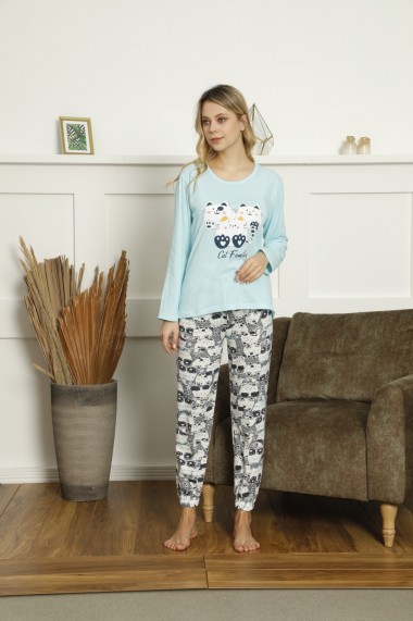 Pijama Toski din bumbac, Cat Family, Bleu
