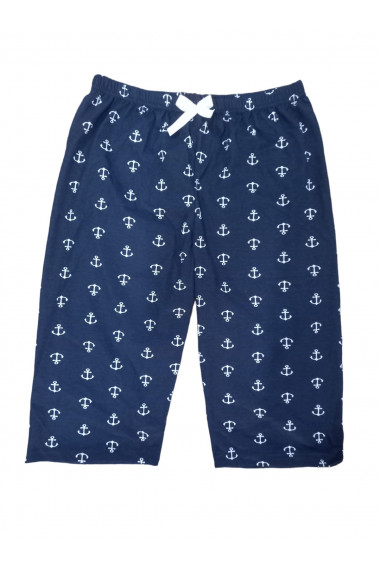 Pantaloni trei sferturi dama,imprimeu ancora culoare bleumarin