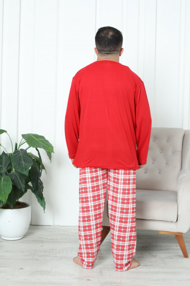 Pijama barbat Crcaiun,maneca lunga ,pantaloni lungi culoare rosu.