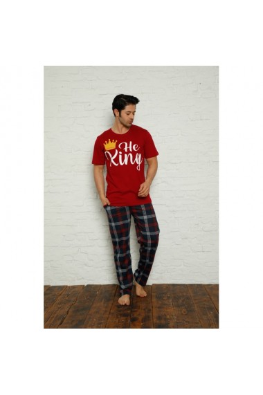 Pijama barbati maneca scurta si pantaloni lungi imprimeu He King