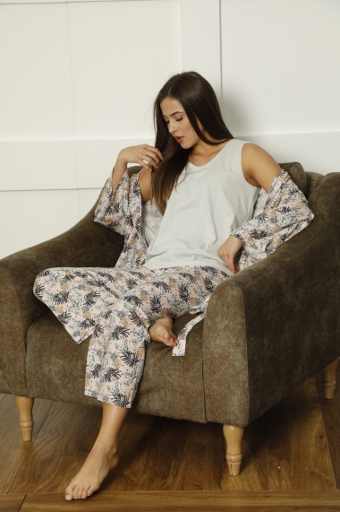 Pijama dama Toski din bumbac cu trei piese