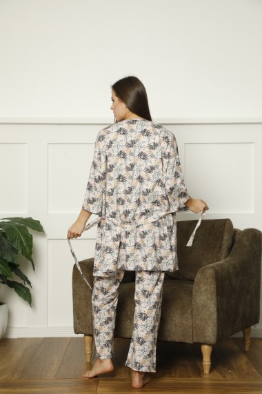Pijama dama Toski din bumbac cu trei piese