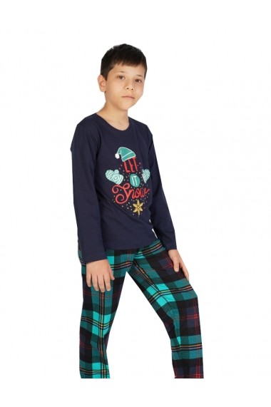 Pijama Christmas cu imprimeu Let it Snow, Bleumarin