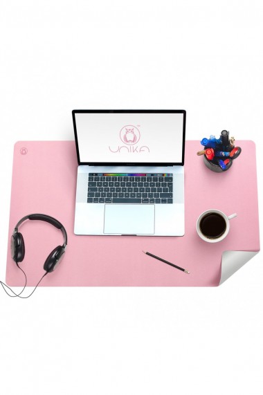 Mapa birou Flexi din piele, cu doua fete, pentru protectie birou, Unika, roz/ gri