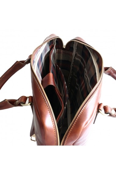 Servieta dama, geanta pentru laptop din piele naturala, coniac, DS147A