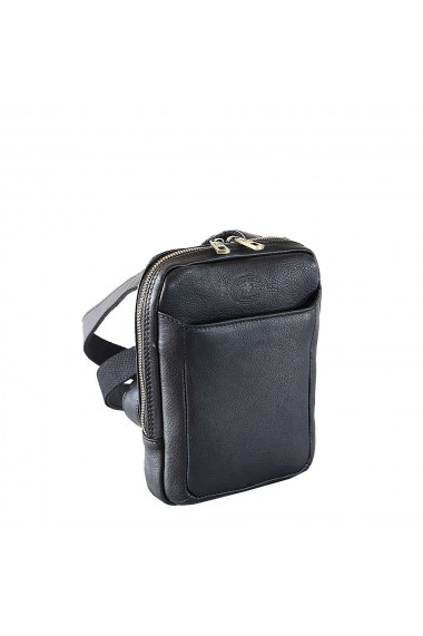 Borseta de umar, crossbody, din piele naturala, neagra, GB121