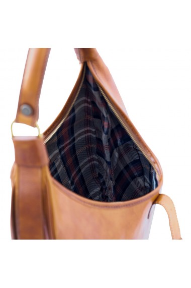 Geanta dama de umar din piele naturala vachetta, coniac