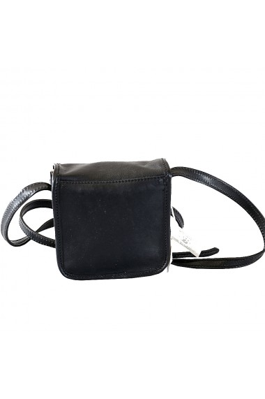 Geanta de umar, crossbody din piele naturala vachetta, neagra, P150