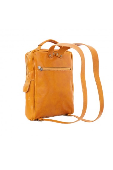 Rucsac port laptop din piele naturala vachetta, galben, R106G