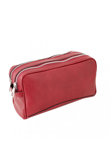 Portfard, trusa cosmetice din piele naturala, rosie, DT102R