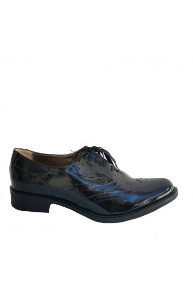 Pantofi Oxford Style Veronesse din piele naturala lacuita neagra