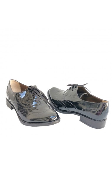 Pantofi Oxford Style Veronesse din piele naturala lacuita neagra