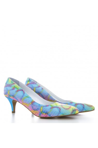 Pantofi pentru femei marca CONDUR by alexandru bleu cu imprimeu multicolor