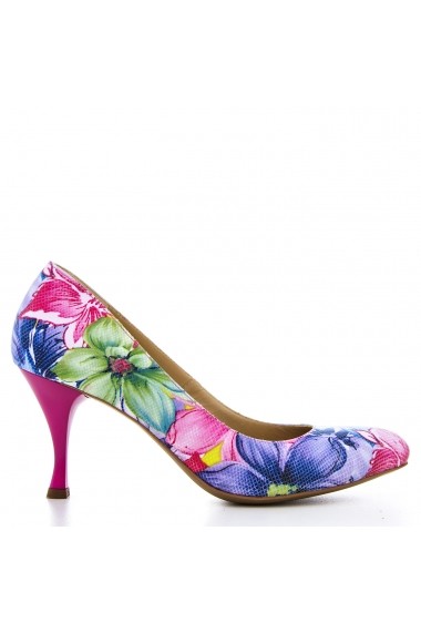 Pantofi pentru femei marca CONDUR by alexandru fucsia cu imprimeu floral