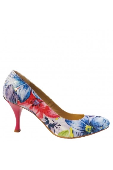 Pantofi pentru femei marca CONDUR by alexandru fucsia cu imprimeu floral