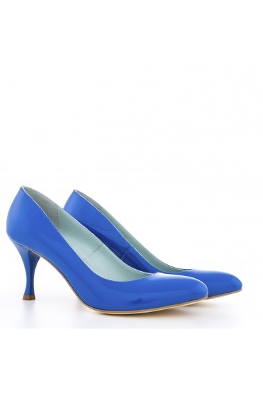 Pantofi cu toc pentru femei CONDUR by alexandru albastri din piele lacuita