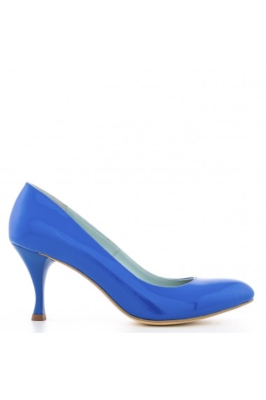 Pantofi cu toc pentru femei CONDUR by alexandru albastri din piele lacuita