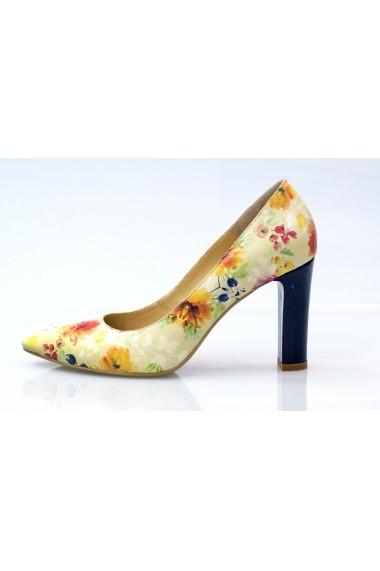 Pantofi cu toc Thea Visconti bej cu print floral