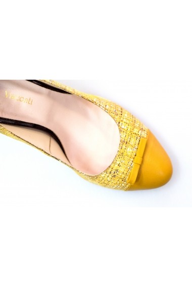 Pantofi Thea Visconti cu denim galben