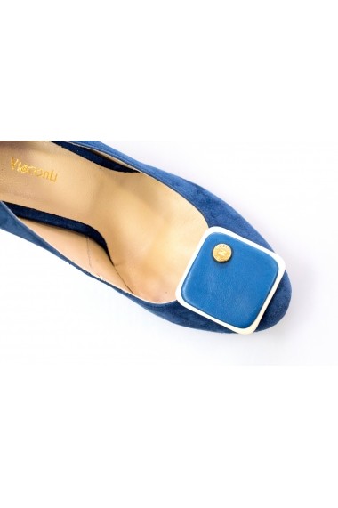 Pantofi pentru femei marca Thea Visconti bleumarin cu ornament albastru-bej