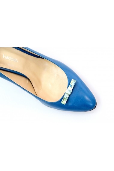 Pantofi cu toc Thea Visconti albastri cu toc imprimat