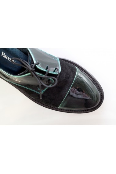 Pantofi Thea Visconti negru-verde cu talpa groasa