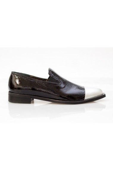 Pantofi Thea Visconti negru-argintiu, cu lira