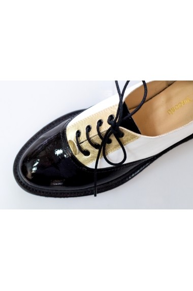 Pantofi Thea Visconti negru-alb-auriu