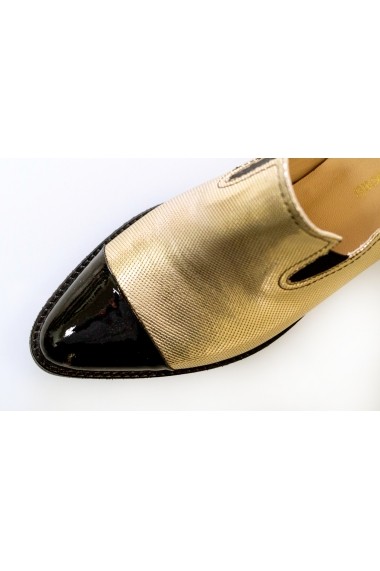 Pantofi Thea Visconti negru-lac cu bronz pe talpa Gema