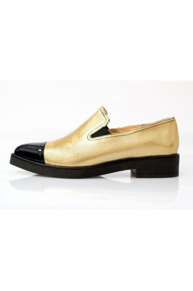 Pantofi Thea Visconti negru-lac cu bronz pe talpa Gema