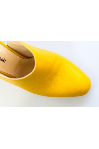Pantofi cu toc-sandale Thea Visconti galbeni cu toc cu picouri
