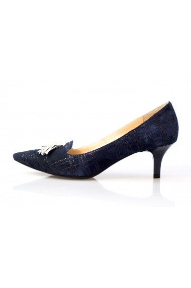 Pantofi Thea Visconti bleumarin-velur cu ciucuri bej