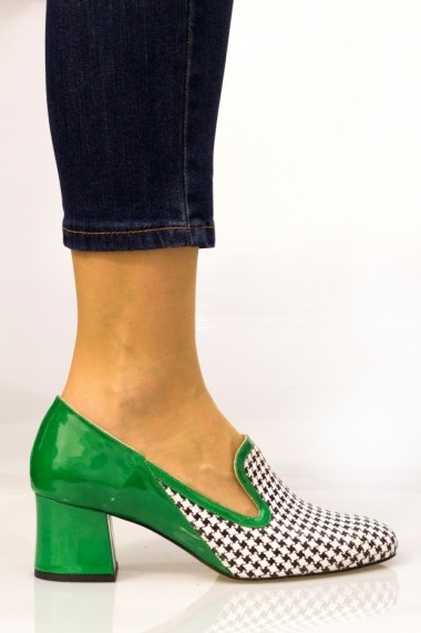 Pantofi Thea Visconti verde cu print 