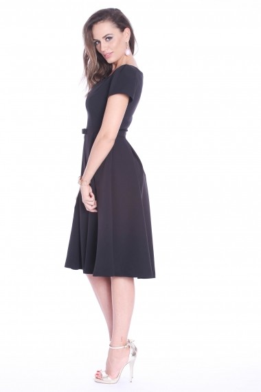 Rochie neagra Roserry clos din stofa eleganta