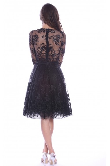 Rochie neagra Roserry din broderie si tulle - CRM 1RSY269