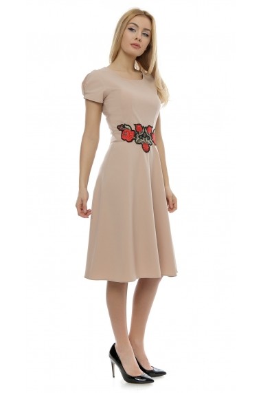 Rochie midi Crisstalus ro177 bej