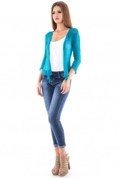 Bolero Roh Boutique handmade - BR1098 teal One Size